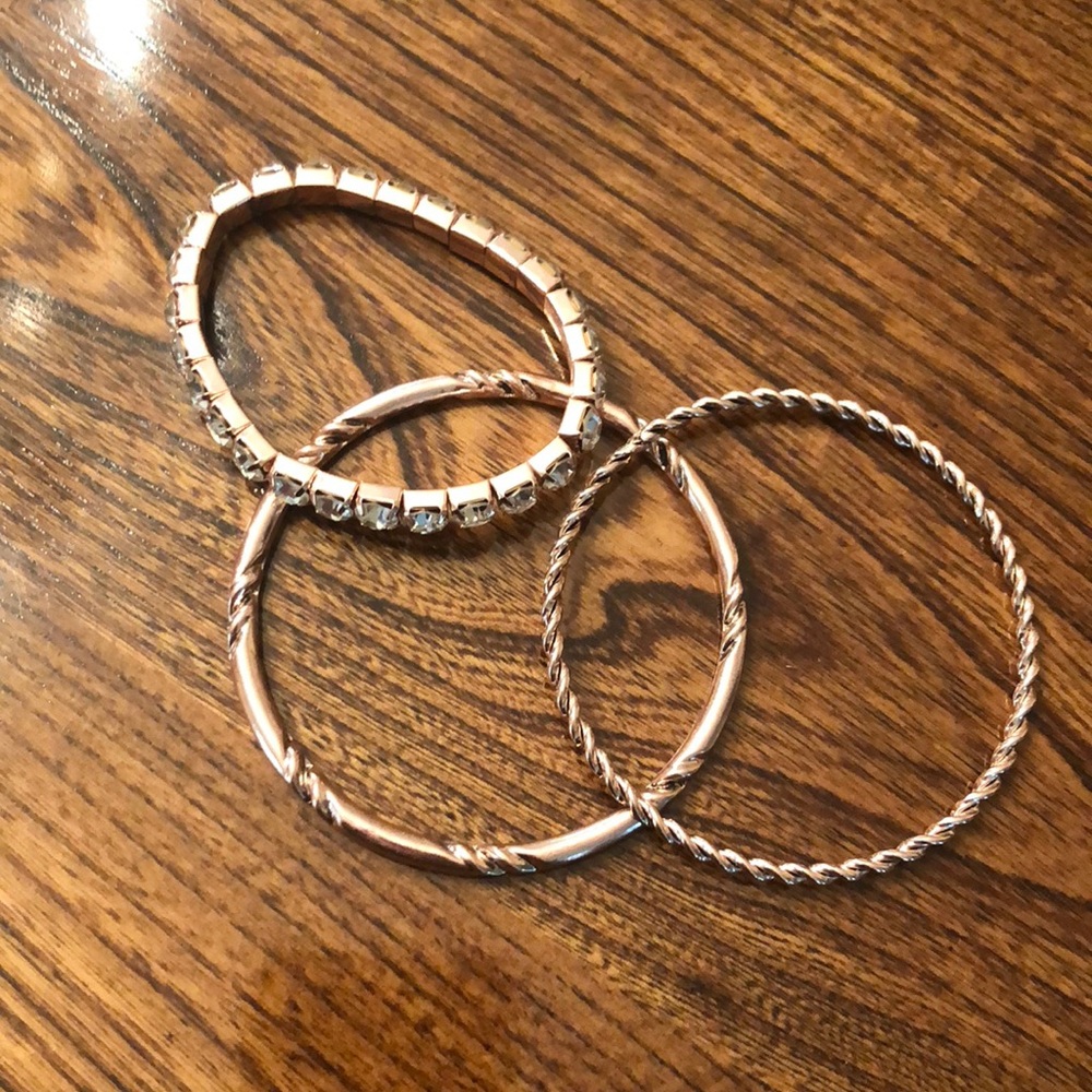 3 Rose Gold Colored Bracelets